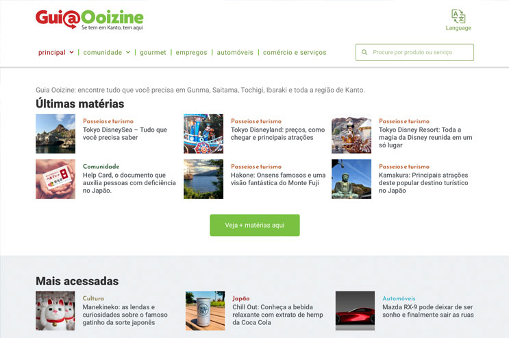 Imagem mostrando um site profissional Guia Ooizine
