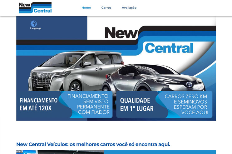 Imagem mostrando um site profissional New Central